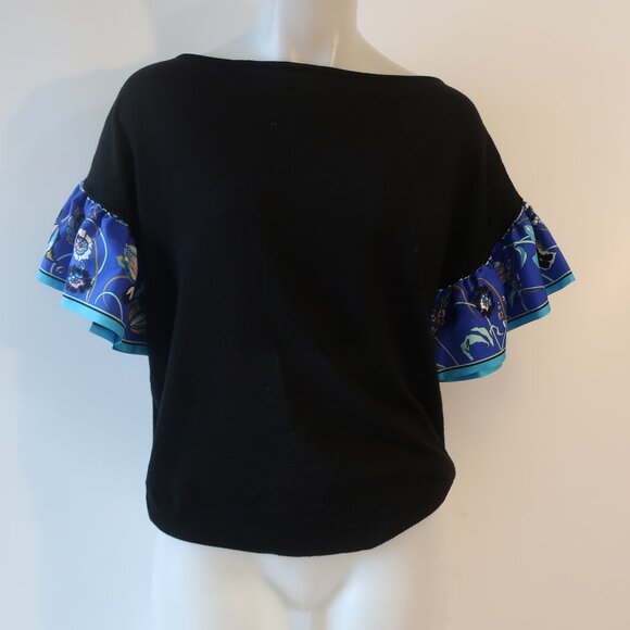 Pull Femme Emilio Pucci En Soie Noire Avec Dentelle – Taille S Occasion